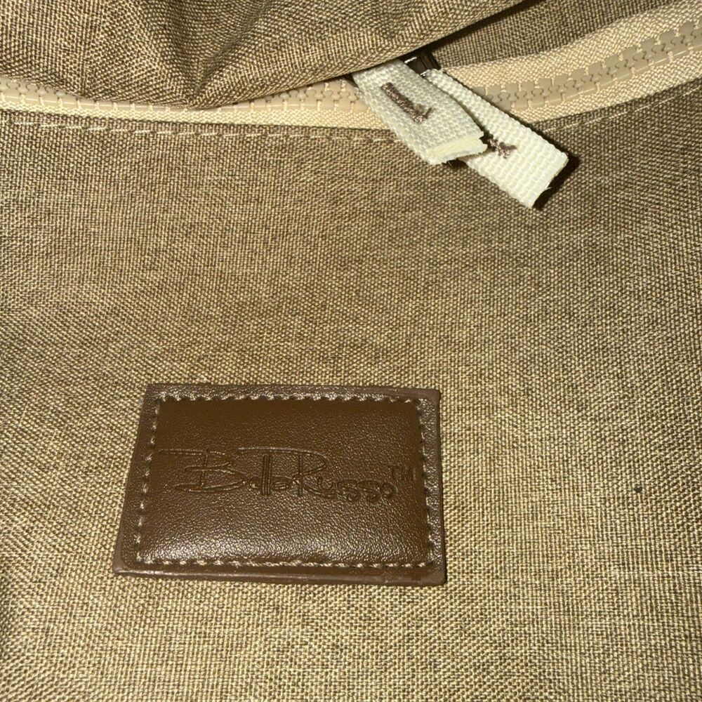 Bella Russo 20" Duffle Tote Weekend Bag TAN/BROWN Canvas Slight Tear By Zipper - Picture 2 of 6